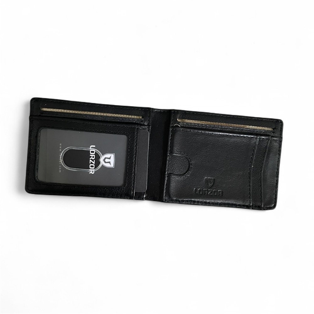 New With Tags Lorzor AirTag Holder Bifold Full Grain Leather RFID Block Wallet - Picture 10 of 11